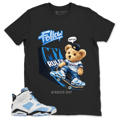 Blue UNC Home 6s Zadago Shirt Skate Boy Graphic