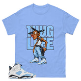 Blue UNC Home 6s Zadago Shirt Thug Life Graphic