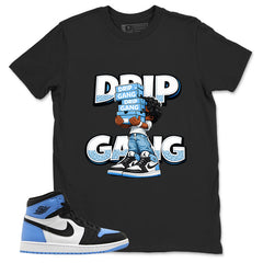 Blue UNC Toe 1s Zadago Shirt Drip Gang Graphic