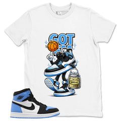 Blue UNC Toe 1s Zadago Shirt Got Em Bread Graphic