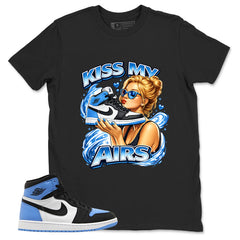 Blue UNC Toe 1s Zadago Shirt Kiss My Airs Graphic