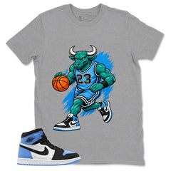 Blue UNC Toe 1s Zadago Shirt Raging Bull Graphic