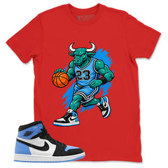 Blue UNC Toe 1s Zadago Shirt Raging Bull Graphic