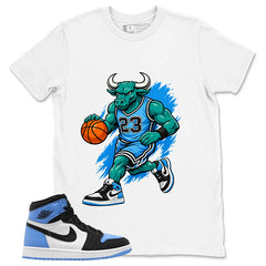Blue UNC Toe 1s Zadago Shirt Raging Bull Graphic