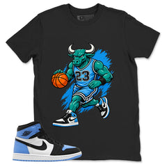 Blue UNC Toe 1s Zadago Shirt Raging Bull Graphic