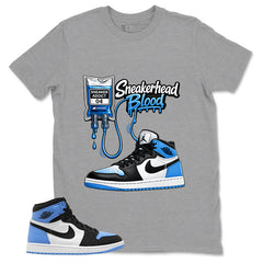 Blue UNC Toe 1s Zadago Shirt Sneakerhead Blood Graphic
