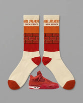 Brick By Brick Sneaker Match Socks ā Nigel Sylvester x Air Jordan 4 Retro OG SP Inspired Mid-Calf Crew Socks