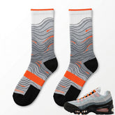 Bright Mandarin Sneaker Match Socks ā Air Max 95 Inspired Mid-Calf Crew Socks Unisex