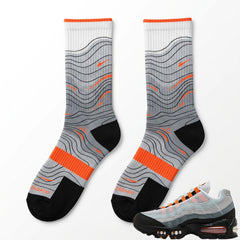 Bright Mandarin Sneaker Match Socks – Air Max 95 Inspired Mid-Calf Crew Socks Unisex