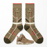 British Khaki Socks ā Travis Scott x Air Jordan 6 Retro Inspired Mid-Calf Unisex Crew Socks