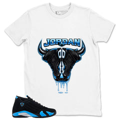 Bull Dripping Sneaker Shirt- Match Air Jordan 14 Black University Blue 2026