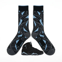 Chambray Sneaker Match Socks – Air Jordan 7 Retro 2006 Chambray Inspired Mid-Calf Crew Socks