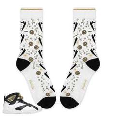Champagne Sneaker Match Socks – Air Jordan 7 Retro Champagne Inspired Mid-Calf Crew Socks