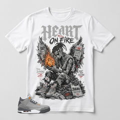 Cool Grey 3s Zadago Shirt Heart On Fire Graphic