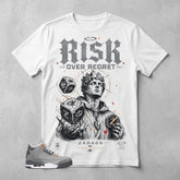 Cool Grey 3s Zadago Shirt Risk Over Regret Graphic