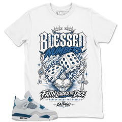Cream Military Blue 4s Zadago Shirt Blessed Numbers Graphic