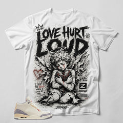 Cream Muslin 3s Zadago Shirt Love Hurt Loud Graphic