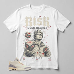 Cream Muslin 3s Zadago Shirt Risk Over Regret Graphic