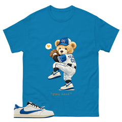 Cream Travis Scott Fragment Sail Military Blue 1s Shirt Baseball Play Hard Graphic