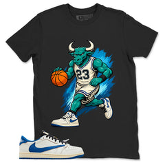 Cream Travis Scott Fragment Sail Military Blue 1s Shirt Raging Bull Graphic