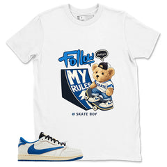 Cream Travis Scott Fragment Sail Military Blue 1s Shirt Skate Boy Graphic