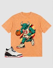Cream World’s Best Dad 3s Zadago Washed T-shirt Raging Bull Graphic