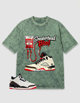 Cream World’s Best Dad 3s Zadago Washed T-shirt Sneakerhead Blood Graphic