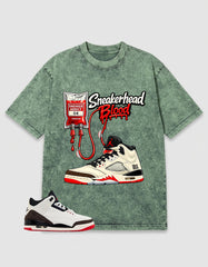 Cream World’s Best Dad 3s Zadago Washed T-shirt Sneakerhead Blood Graphic