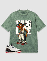 Cream Worldās Best Dad 3s Zadago Washed T-shirt Thug Life Graphic