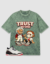 Cream Worldās Best Dad 3s Zadago Washed T-shirt Trust No One Graphic