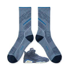 Diffused Blue Sneaker Match Socks – Air Jordan 6 Retro Inspired Mid-Calf Unisex Crew Socks