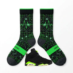 Electric Green Socks – Air Jordan 6 Retro Inspired Mid-Calf Unisex Crew Socks