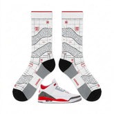 Fire Red 2022 Sneaker Match Socks ā Air Jordan 3 Retro Fire Red Inspired Mid-Cut Crew Socks Unisex