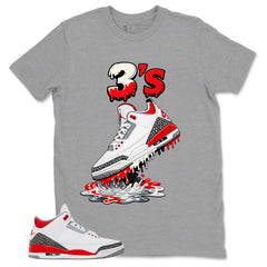 Fire Red 3s Zadago Shirt 3's Dripping Graphic