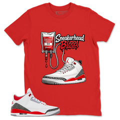 Fire Red 3s Zadago Shirt Sneakerhead Blood Graphic