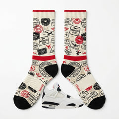 Flight Club Sneaker Match Socks – Air Jordan 4 Inspired Mid-Calf Unisex Crew Socks