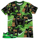 Fresh Sneaker All Over Print Shirt Match Travis Scott x Air Jordan Jumpman Green Spark
