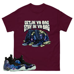 Get In Ya Bag Graphic Tee, Shirt to Match Air Foamposite One Galaxy, Air Foamposite Unisex Black Shirt