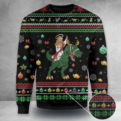 Jesus Dinosaur Ugly Christmas Sweater Adult Dinosaur Christmas Sweater Gift For Christian - Zadago