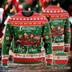Christmas Is Better On The Farm Ugly Christmas Sweater Holiday Christmas Gift For Farmer - Zadago