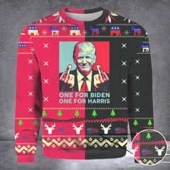 One For Biden One For Harris Ugly Christmas Sweater Presidential Election 2026 Merch - Zadago