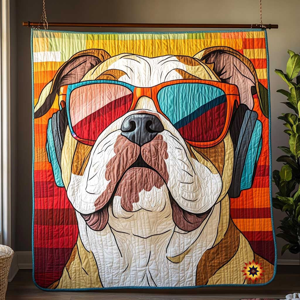 Cool Patchwork Bulldog WP2611019CL Quilt
