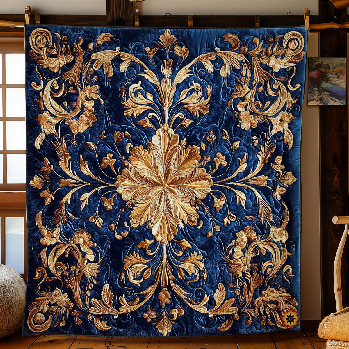 Gold Flower Pattern WY0312043CL Quilt