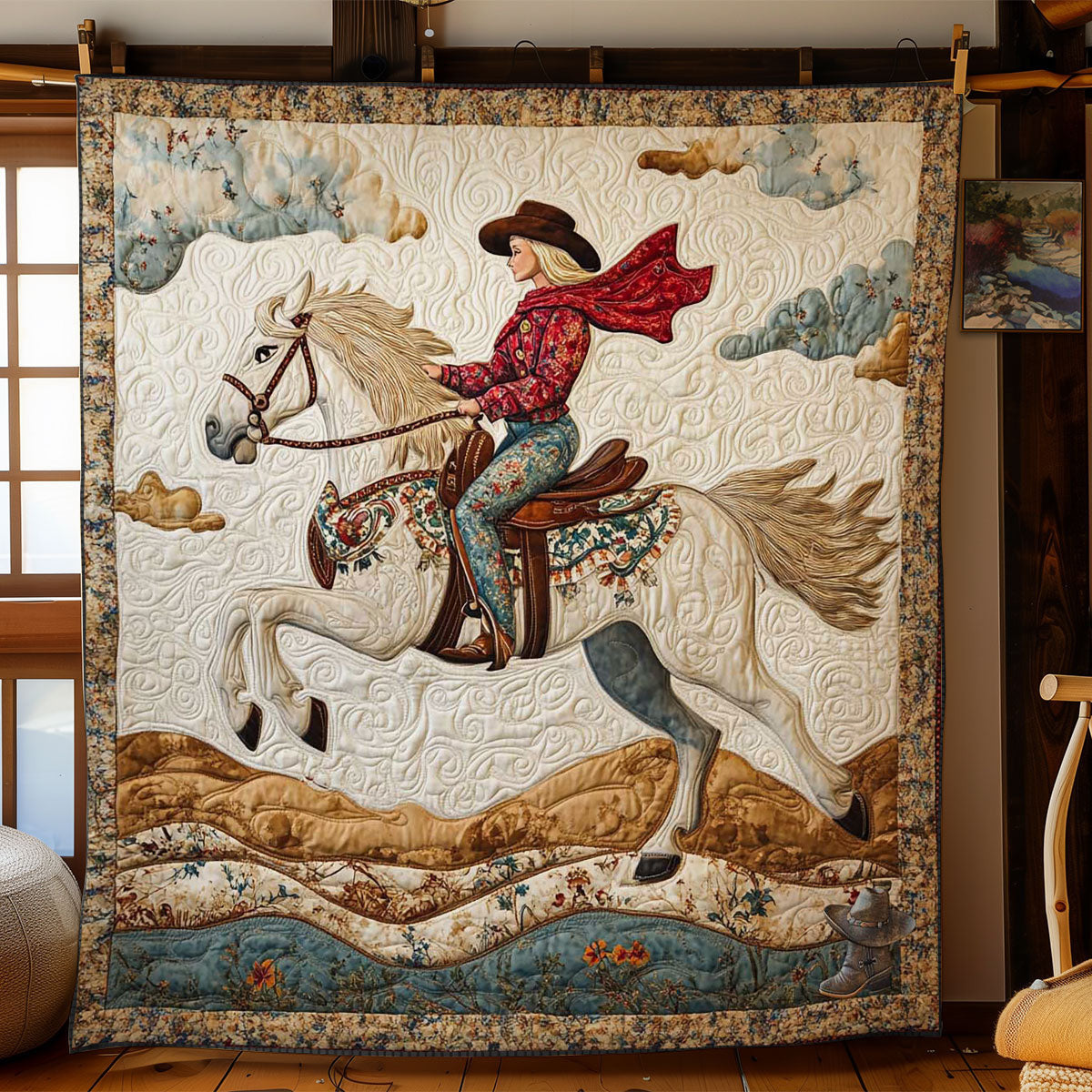 Cowgirl's Christmas Horse WN2911040CL Quilt