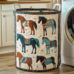 Bohemian Horse Quilted Laundry Basket Horse Lover Laundry Bin Gift For Home Lover