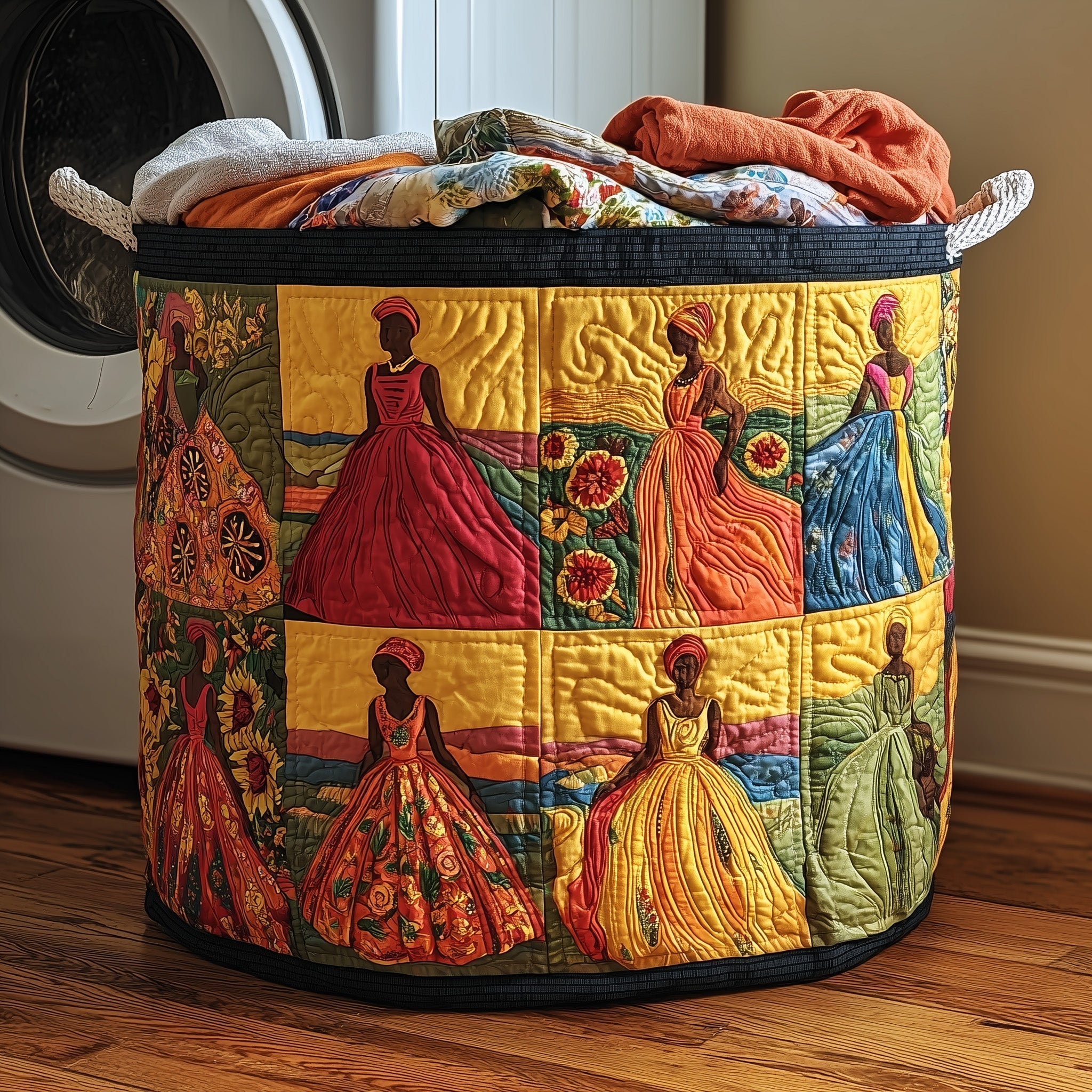 African Queens Quilted Laundry Basket Women Floral Hamper Room Decor Ideas