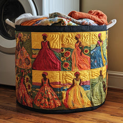 African Queens Quilted Laundry Basket Women Floral Hamper Room Decor Ideas