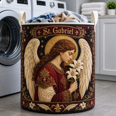 Angel Lily Garden Quilted Laundry Basket St Gabriel Lily Laundry Hamper Cozy Living Gift Ideas