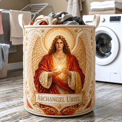 Angel Guardian Quilted Laundry Basket Archangel Uriel Storage Basket Trendy Gift
