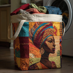 African Queen Quilted Laundry Basket African Woman Clothes Hamper New Gift